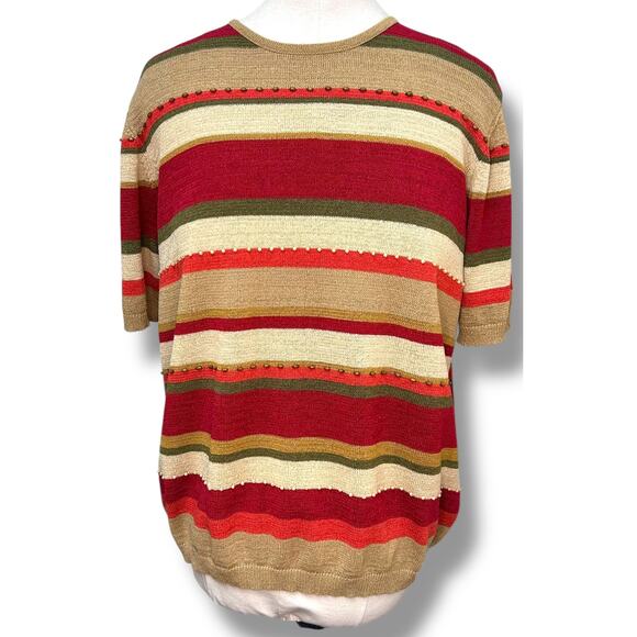 Alfred Dunner Vintage Women’s Short Sleeve Crew Neck Knit Sweater, size XL - Picture 2 of 9